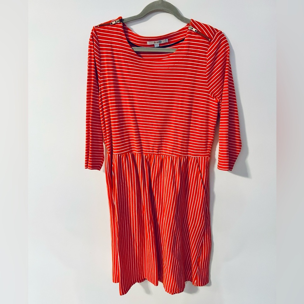 Boden Red and White Striped Dress